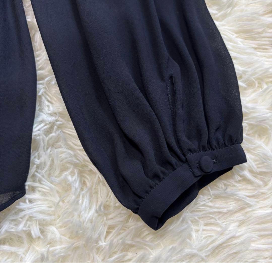 【美品】L'UNE リュンヌ プリーツブラウス リボン シフォン