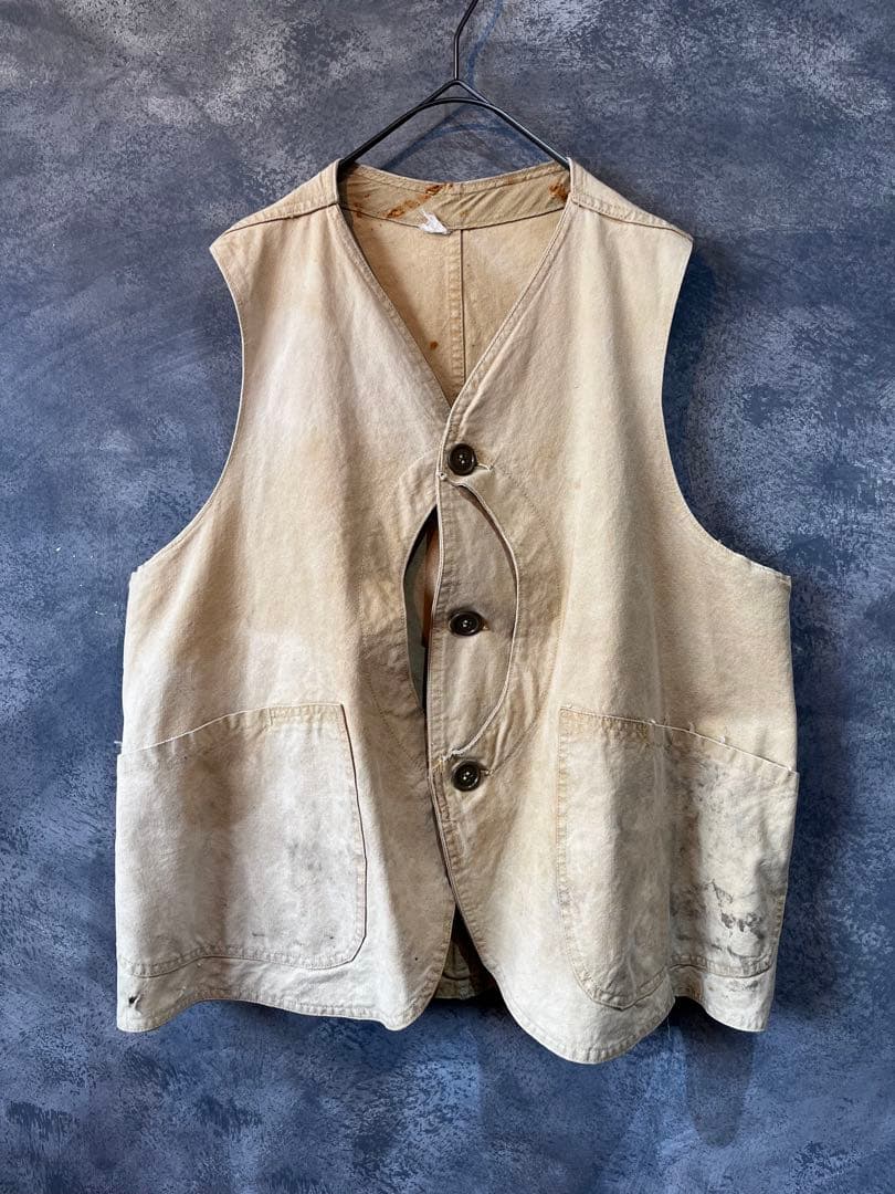 30s vintage ハーフムーン　ハンティングベスト　40s 50s