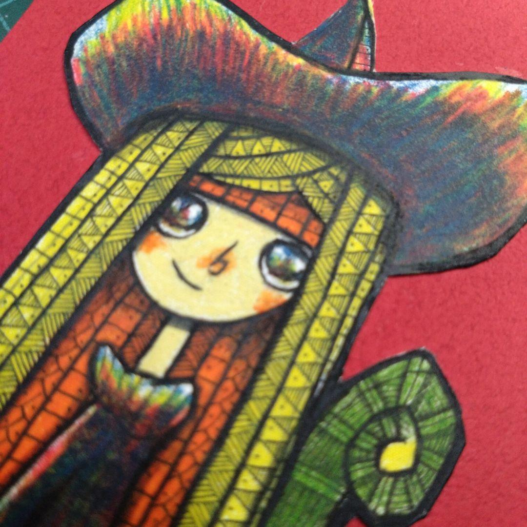 【ザビちゃん】【原画肉筆】魔女ちゃん&黒猫にゃん師匠(２枚組)