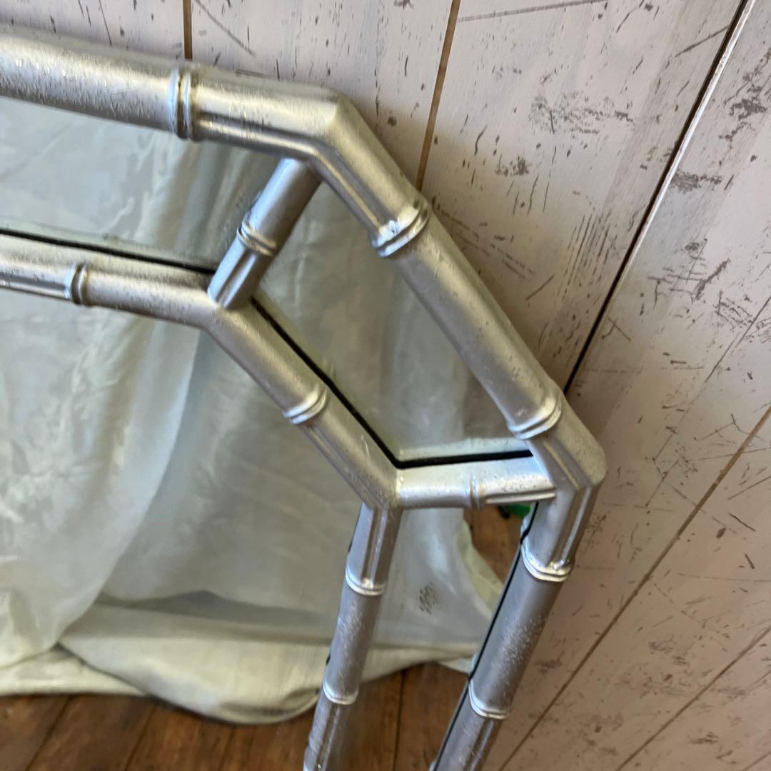 アンティーク 8角形 ラメ 装飾 9面 壁掛け鏡 ウォールミラー 姿見