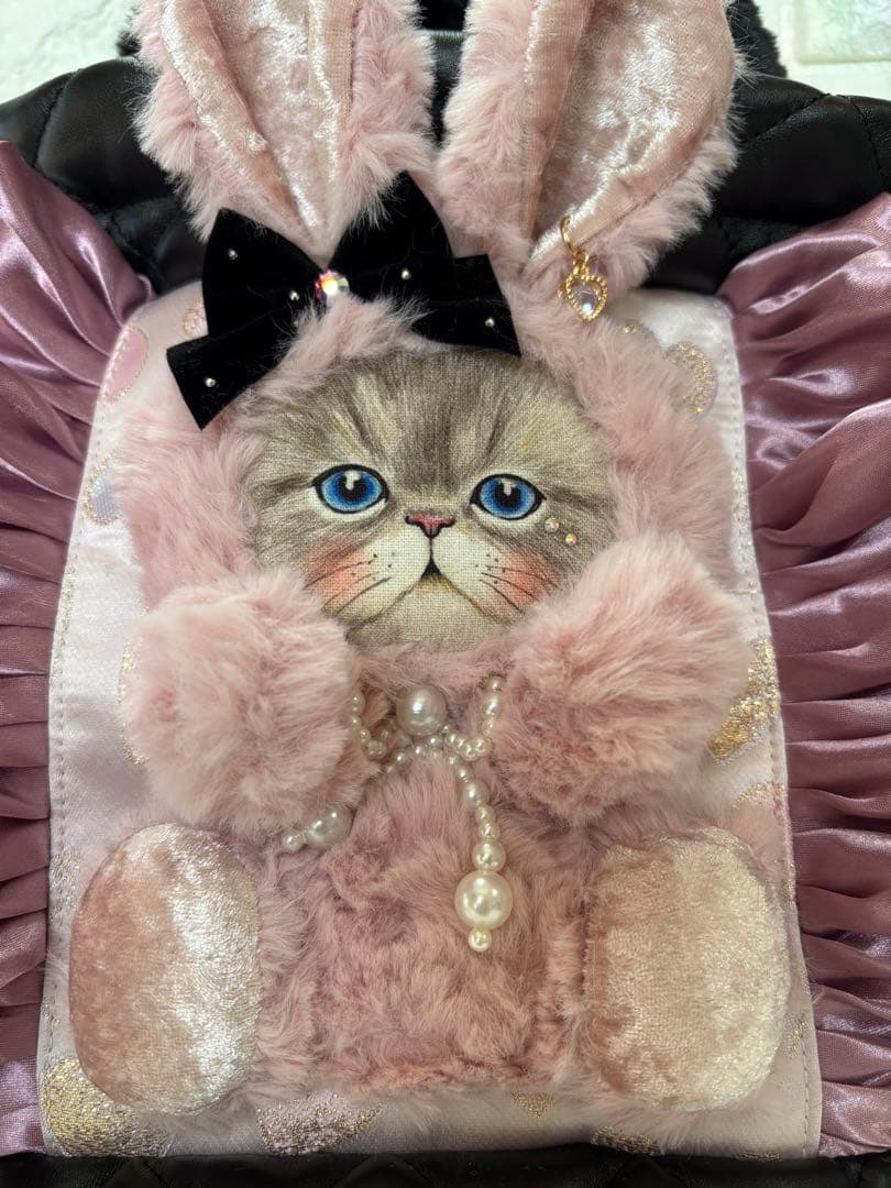 あ*こ様 コヤンイサムチョン　丸底巾着ファーバッグ　ルミちゃん　ピンクうさちゃん