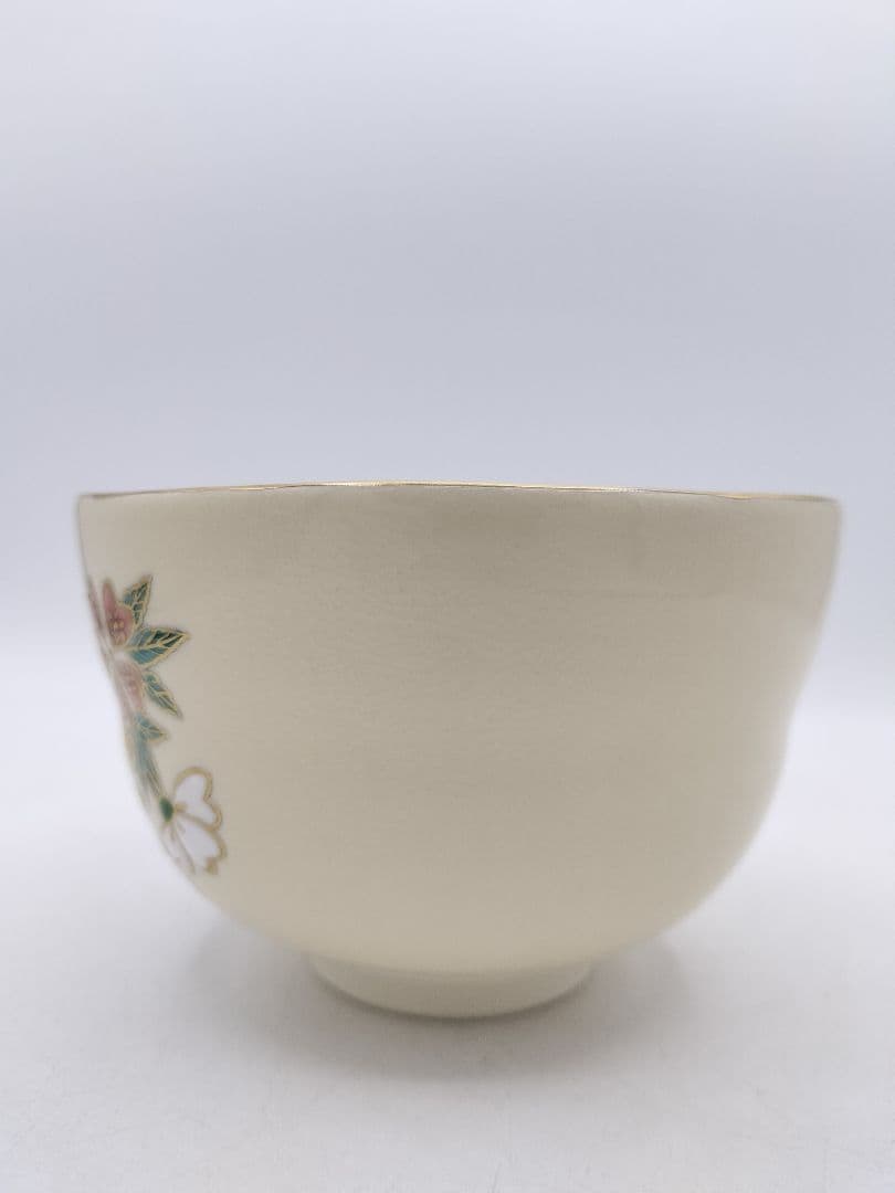 c869【新品・未使用】茶碗 色絵 枝垂桜 中村能久 木箱 茶道具