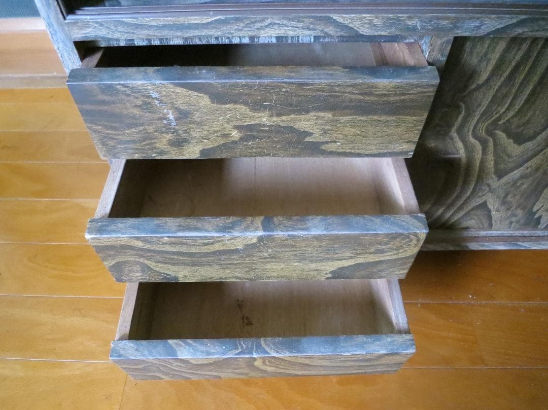 ★最終値 脚付飾り棚　ガラス戸　収納棚　木目　アンティーク家具　昭和レトロ