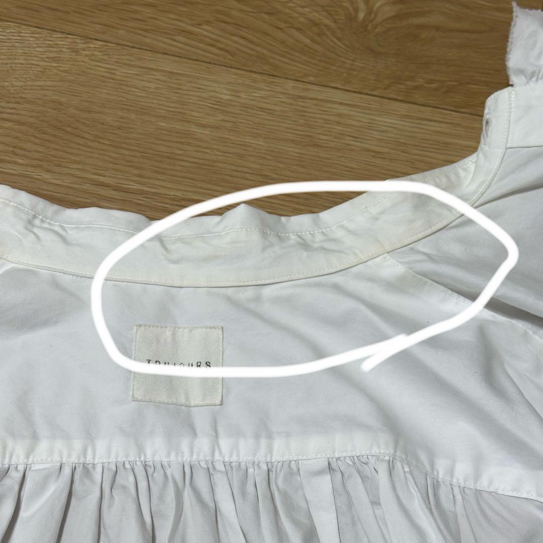 TOUJOURS トゥジュー フリル ホワイト 長袖シャツ S