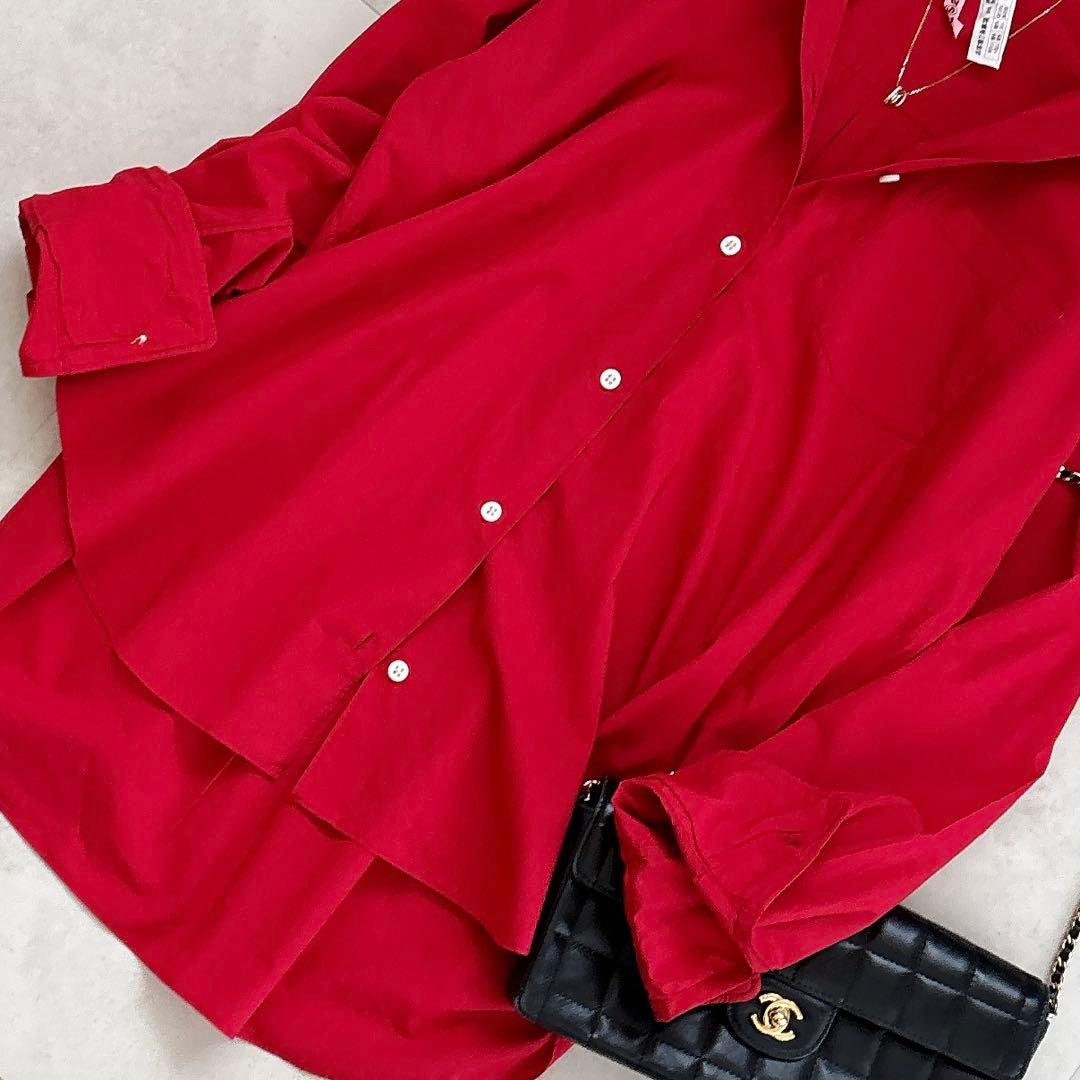 ミューズ ドゥーズィエムクラス コットンウォッシュシャツ スキッパー レッド