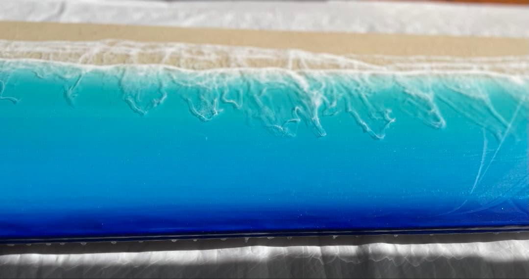 波3層　オーシャンレジン海アート　壁掛けアートロングパネル　W90㎝✖️H30㎝