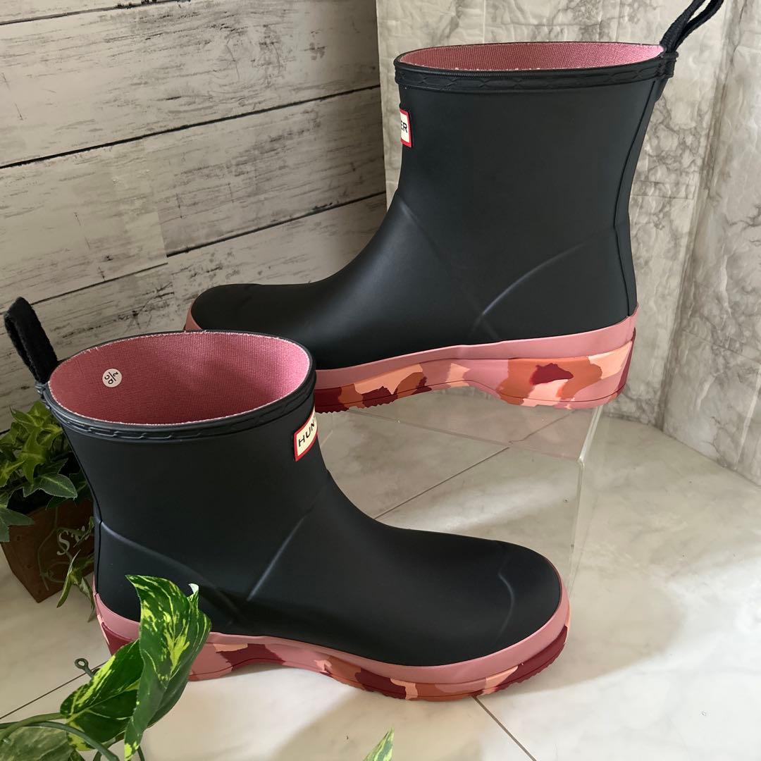 プレイショートカモフラージュ ソールブーツ／ハンター/ブラック＆ピンク/即完売品