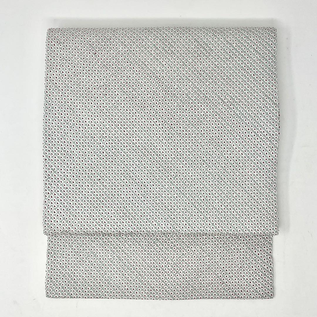 美品［ 名古屋帯 ］正絹　ブルーグレー　総絞り　鹿の子　おしゃれ着　着物