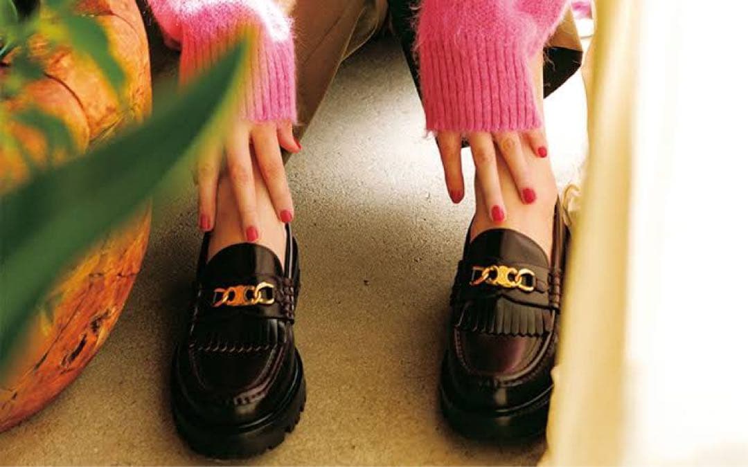 CELINE トリオンフ ウィズチェーン マーガレットローファー ブラウン 38