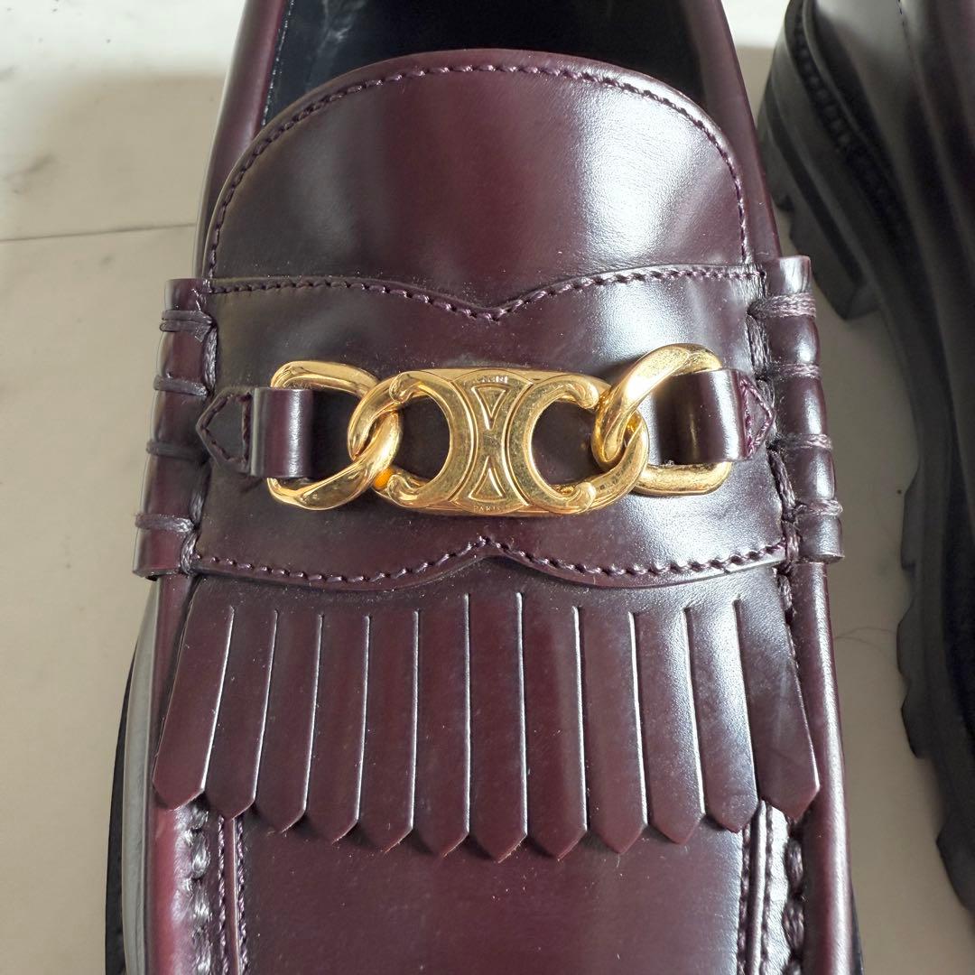 CELINE トリオンフ ウィズチェーン マーガレットローファー ブラウン 38