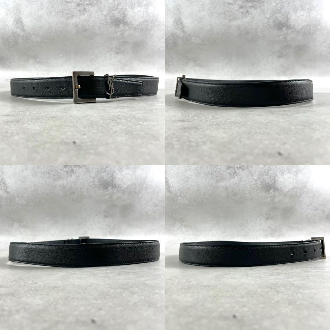 【極美品】サンローランパリ YSL ベルト ブラック シルバー金具