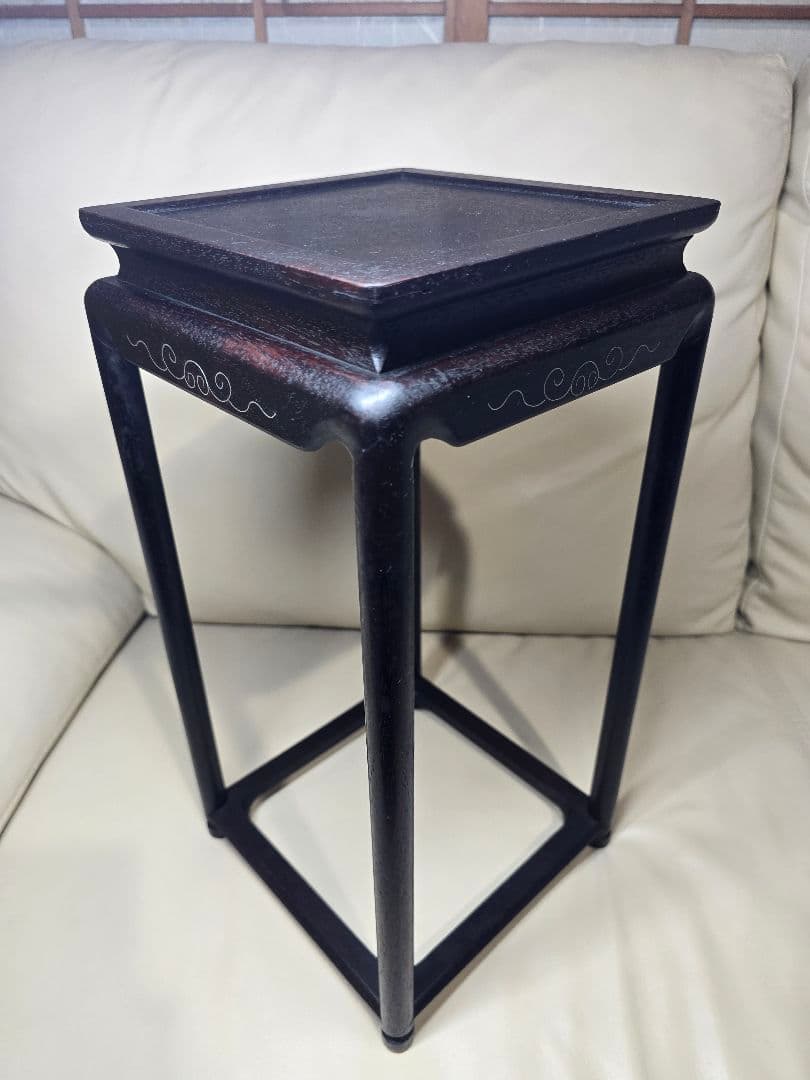 時代物 唐物 唐木 銀象嵌唐草付 花台　紫檀 華道具　飾り棚　茶道具　骨董品