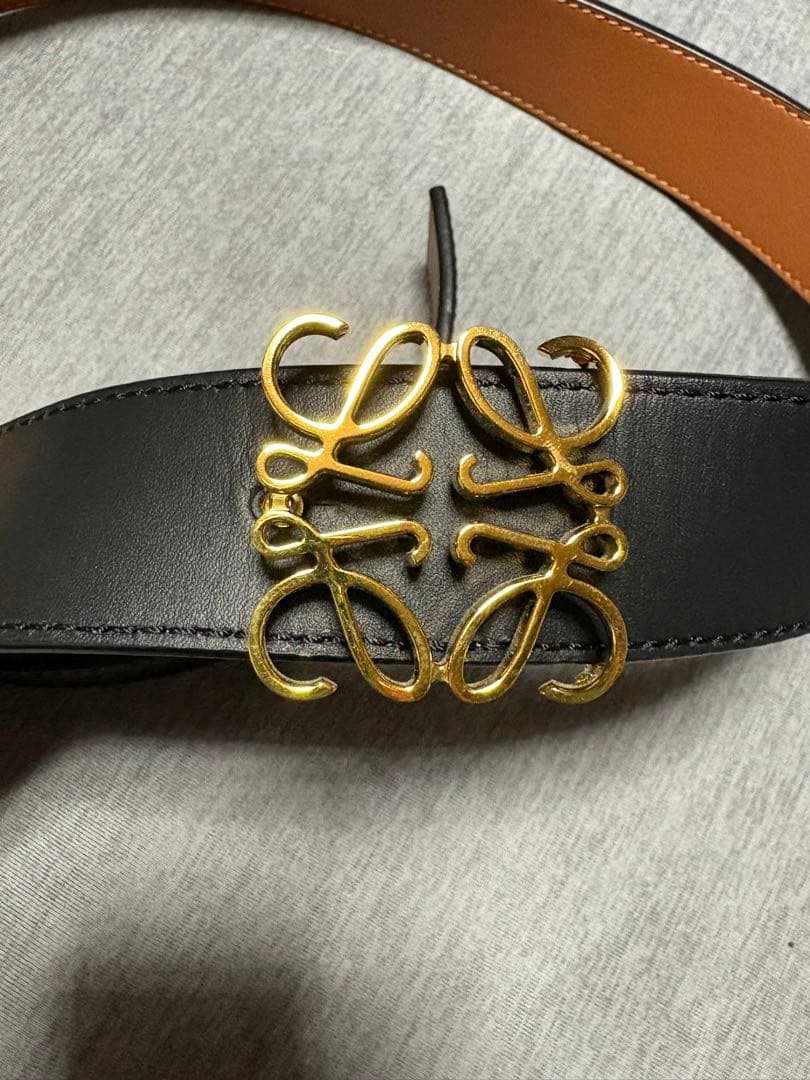 S*n様 ロエベ アナグラム　リバーシブルベルト タン/ブラック　ゴールドバック