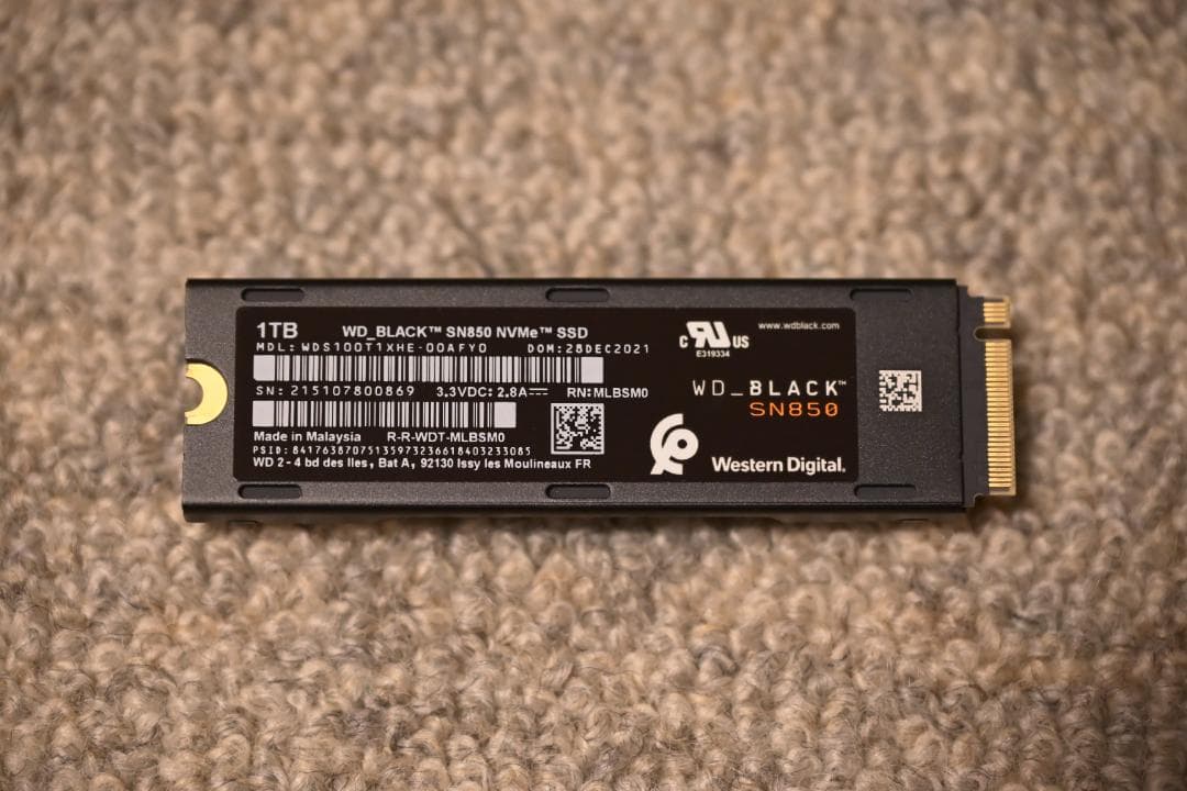 WD Black SN850 1TB ヒートシンク付き NVMe SSD