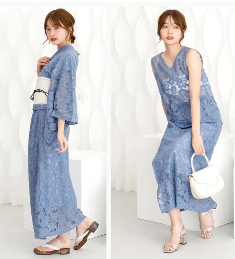 4ｗａｙ浴衣 ＋ 帯 4点セット 4way浴衣