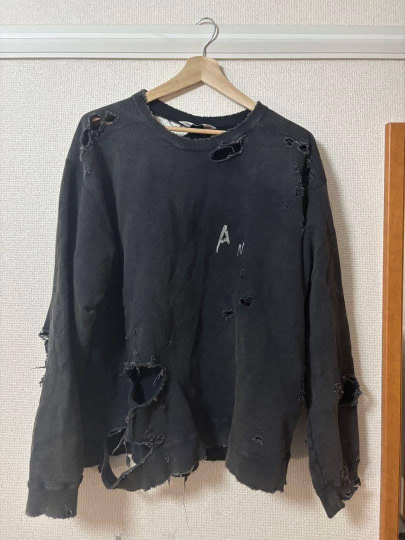 トップス ANCELLM Crash Uneven Over Sweat Shirt