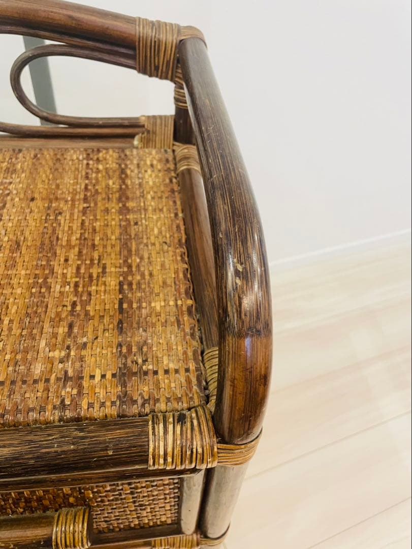 レトロ　ビンテージ　ラタンチェスト　籐家具　4段　引き出し5杯　収納家具　ラタン