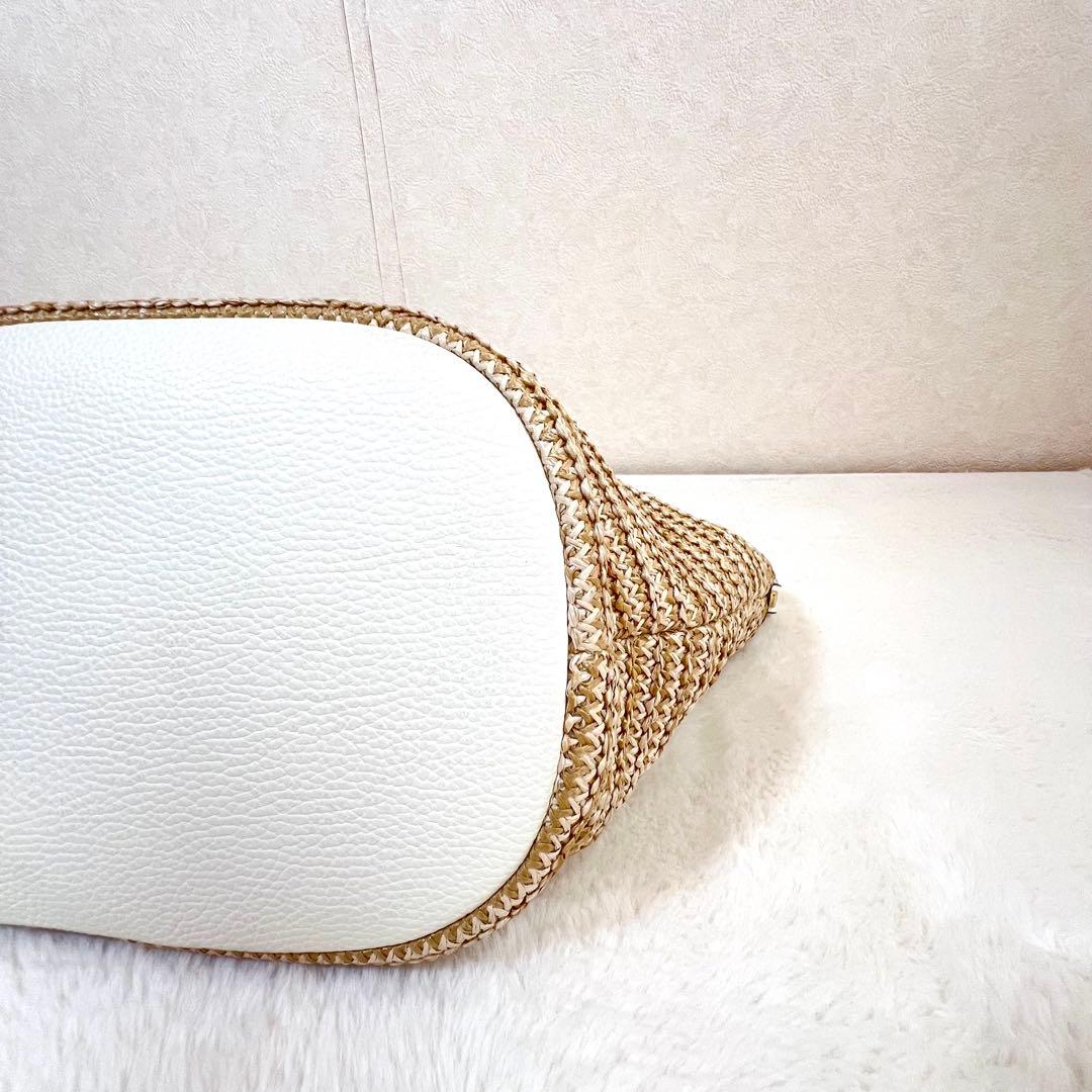 美品✨ロリステッラ かごバッグ 2WAY ショルダーバッグ ハンドバッグ 白