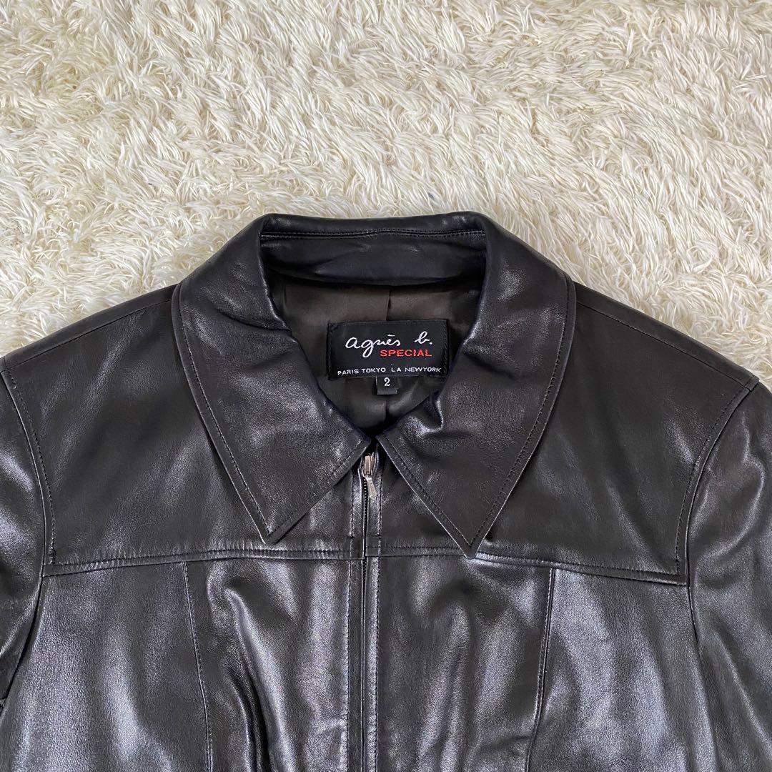 【美品】アニエスベー スペシャル シングル ラムレザージャケット　黒　サイズ２