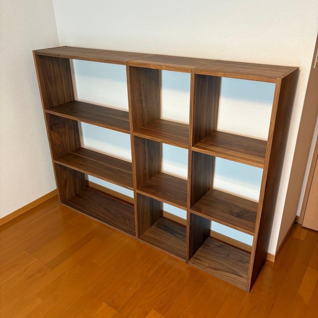 ① MUJI 無印良品 スタッキングシェルフセット・３段×２列・ウォールナット材