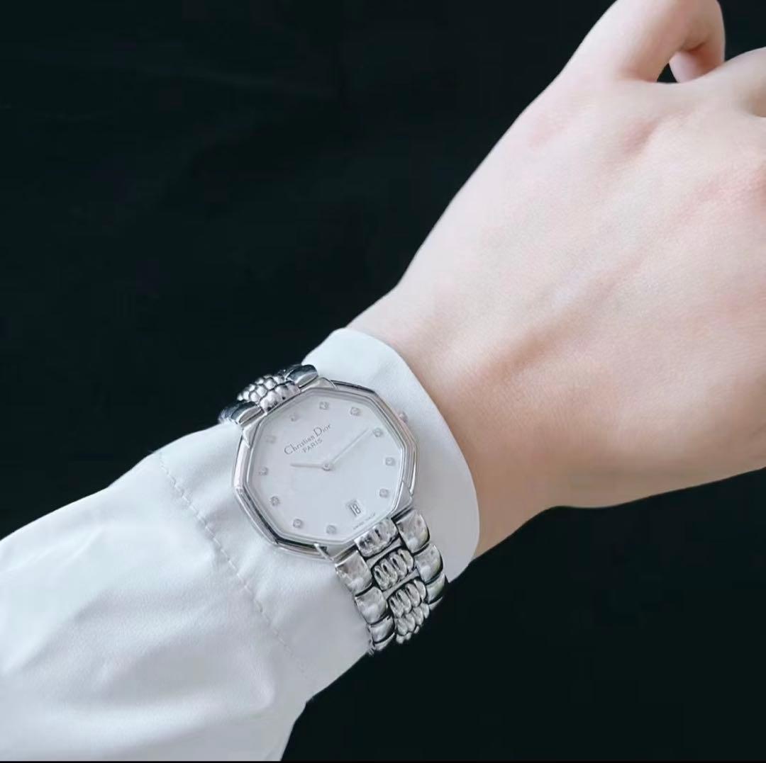 【希少美品✨】Christian Dior 11石ダイヤモンド クォーツ腕時計