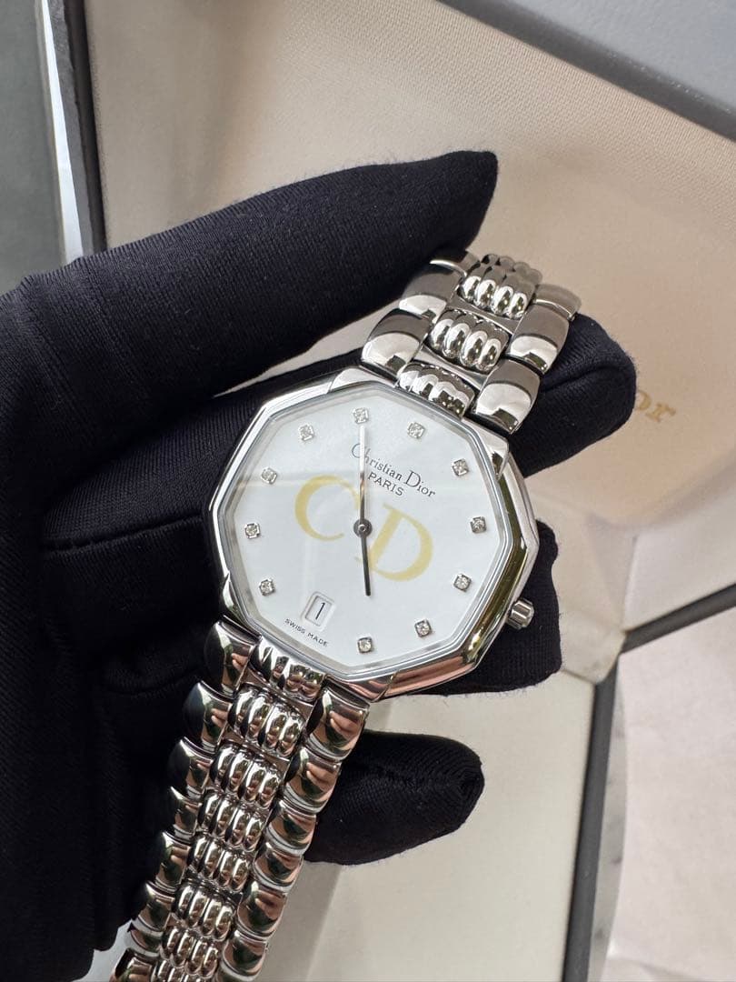 【希少美品✨】Christian Dior 11石ダイヤモンド クォーツ腕時計