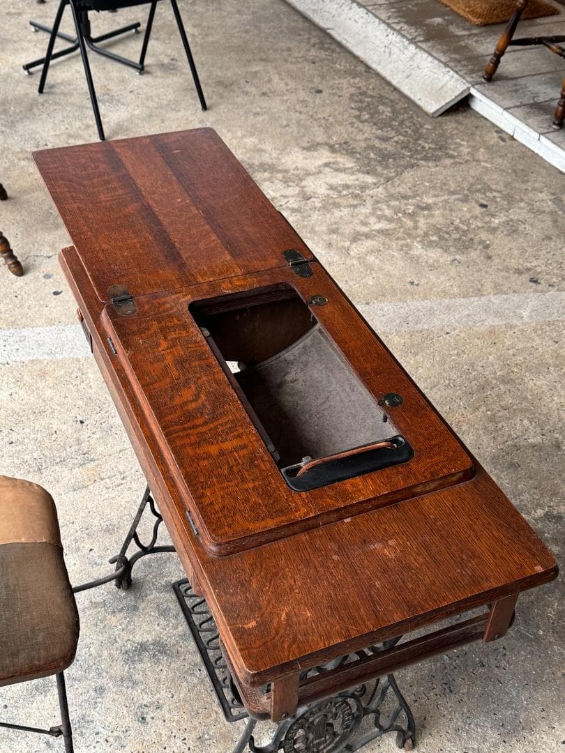 ◆超希少◆シンガーミシン専用チェア付　アンティーク　ミシンなし　作業台　テーブル