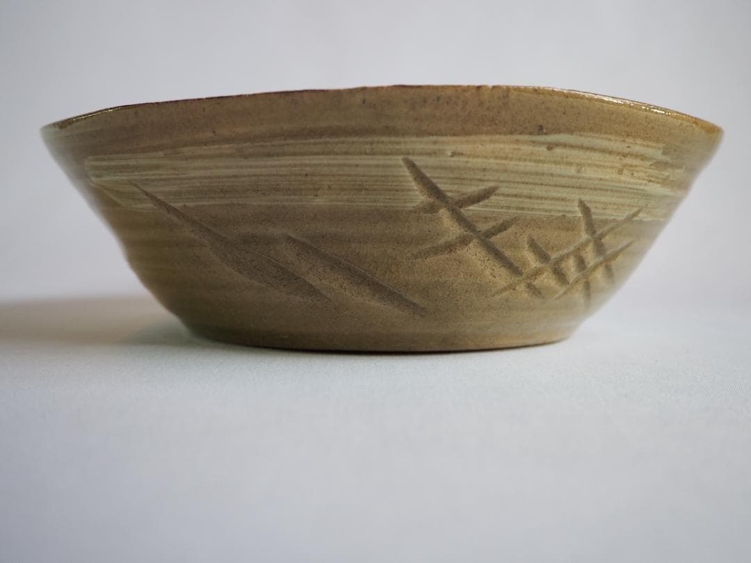 楽山焼（出雲焼）9代長岡住右衛門空味造『刷毛目平水指』（共箱）