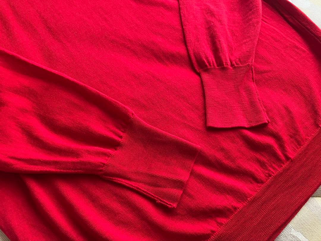 JOHN SMEDLEY ウール 30G タートルネックニット レッド S