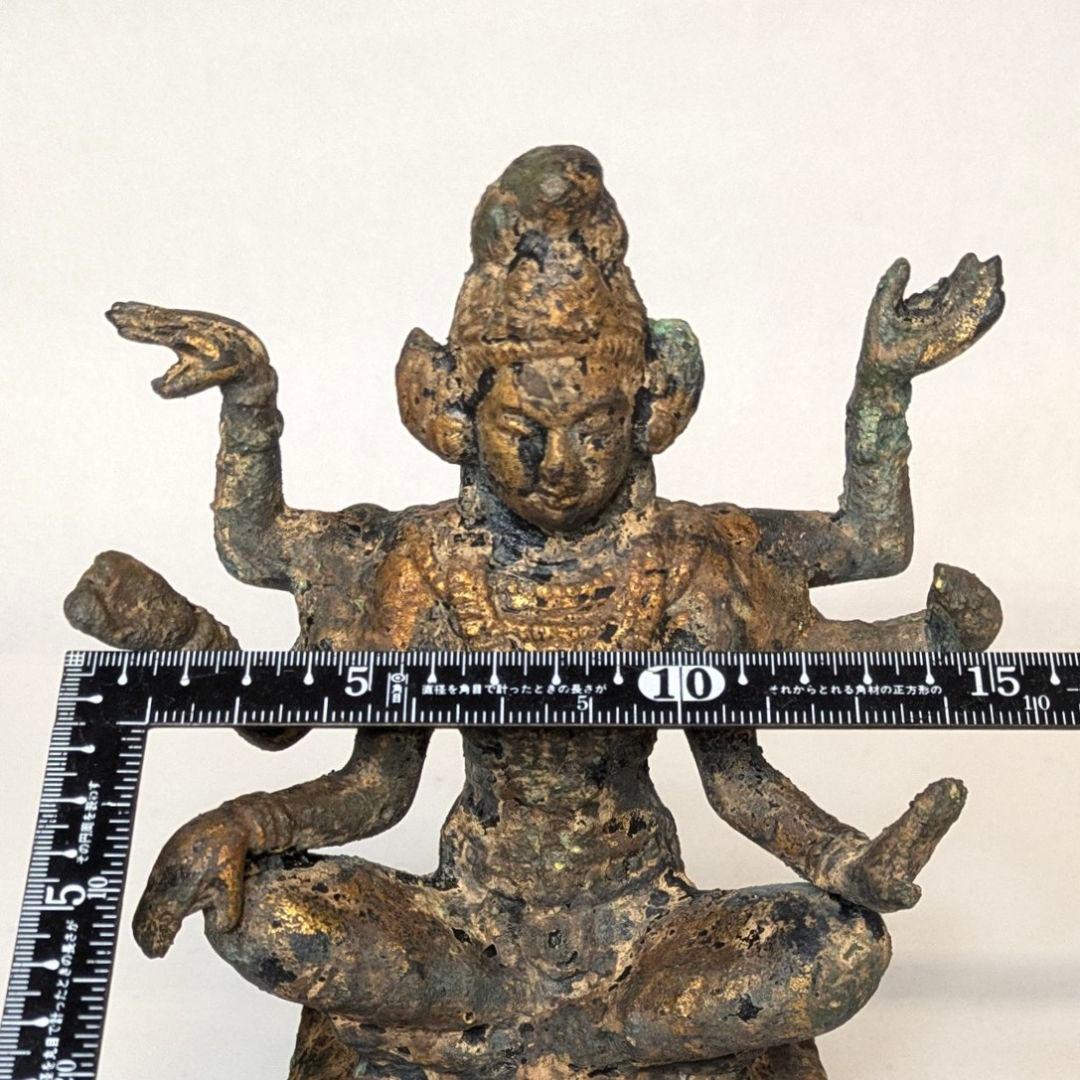【フォロー割・匿名配送】 座像　総高さ約25㎝　一面六臂　神像　仏像　坐像