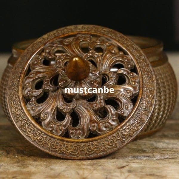 銅器 竹編香薫炉 室内檀香炉 茶道具 香道具 装飾品 工芸品 置物