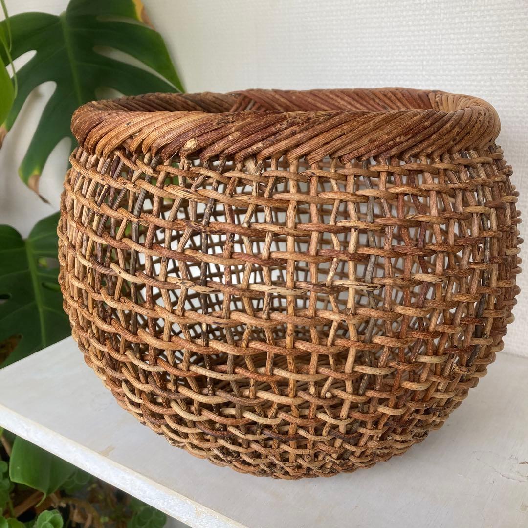 人気作家　中川原信一　あけび籠　丸型　希少品　民藝