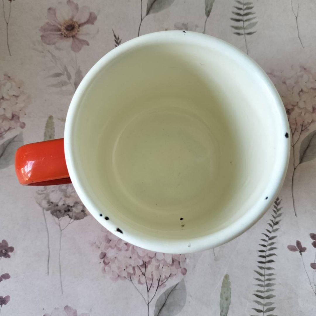 【昭和レトロ】激レア！47年前のキティちゃん ホーローマグ オレンジ 観賞用