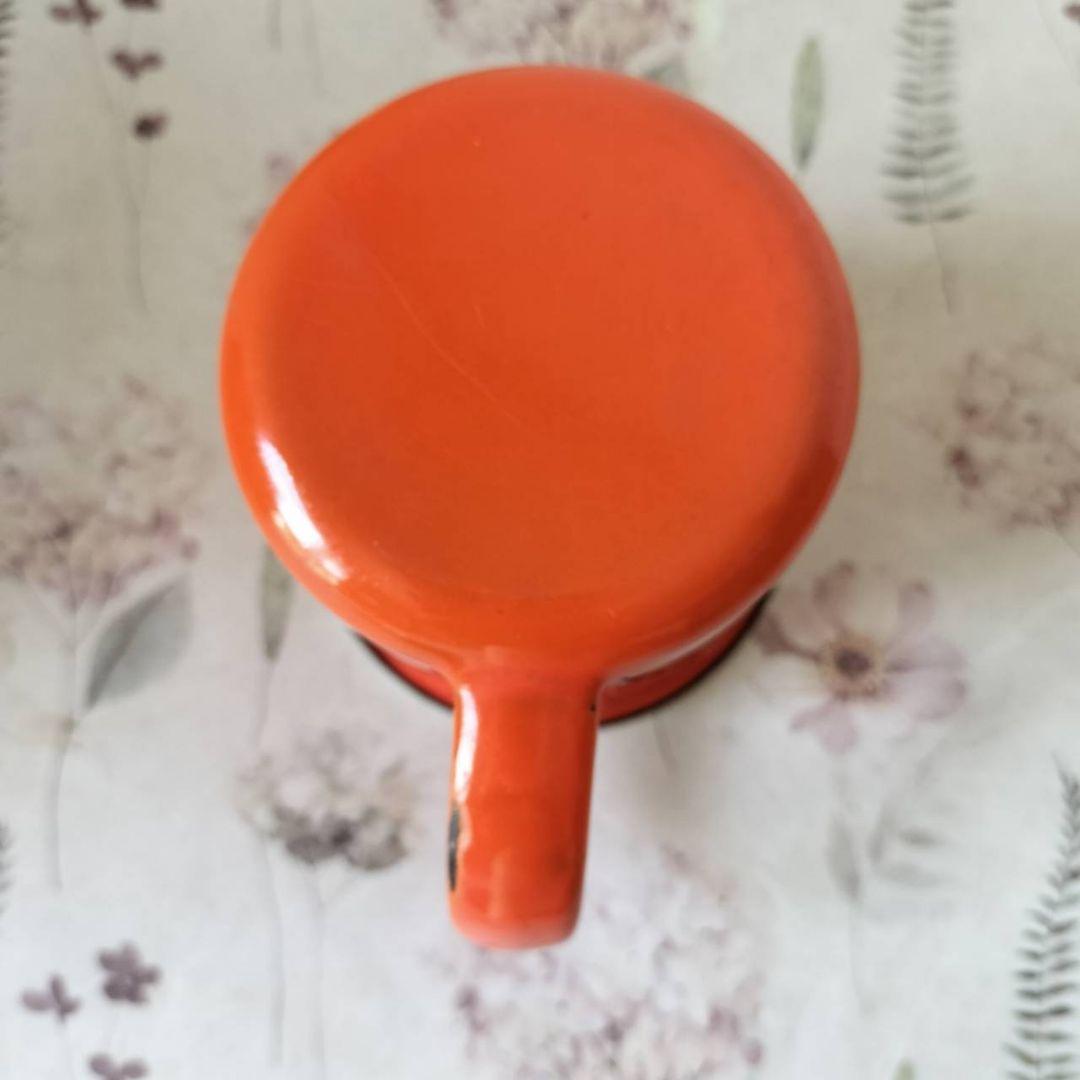 【昭和レトロ】激レア！47年前のキティちゃん ホーローマグ オレンジ 観賞用