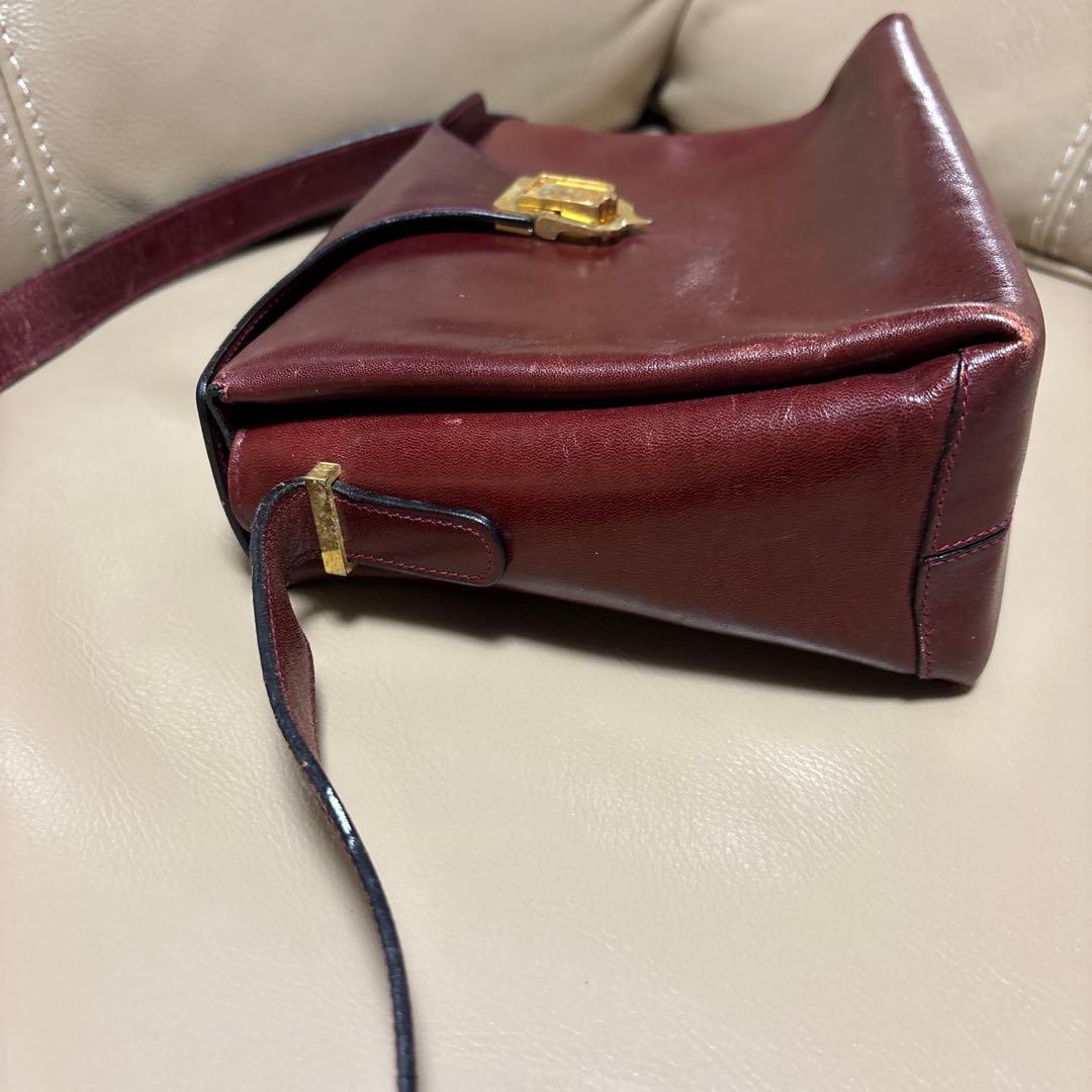 CELINE トリオンフ ヴィンテージショルダーバッグ ボックス レザーボルドー
