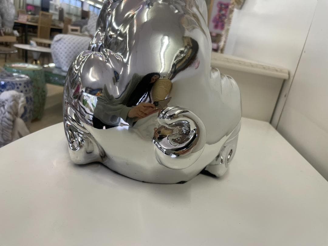 フレンチブルドッグ　置物　オブジェ　シルバー　ミラー　サングラス　犬　ドッグ