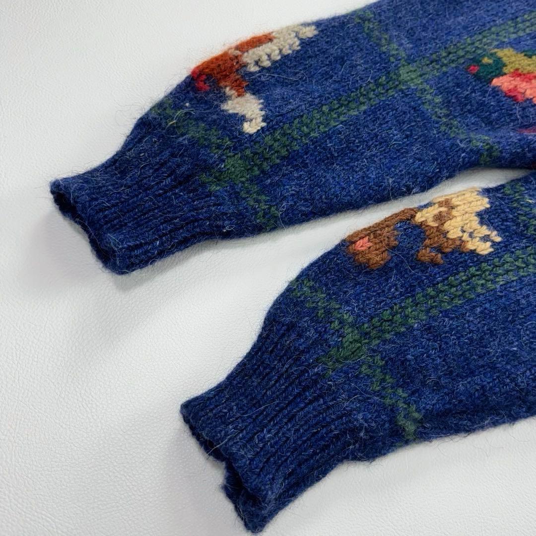 エルエルビーン 鳥柄ハーフジップショールカラーウールニット セーター 90s