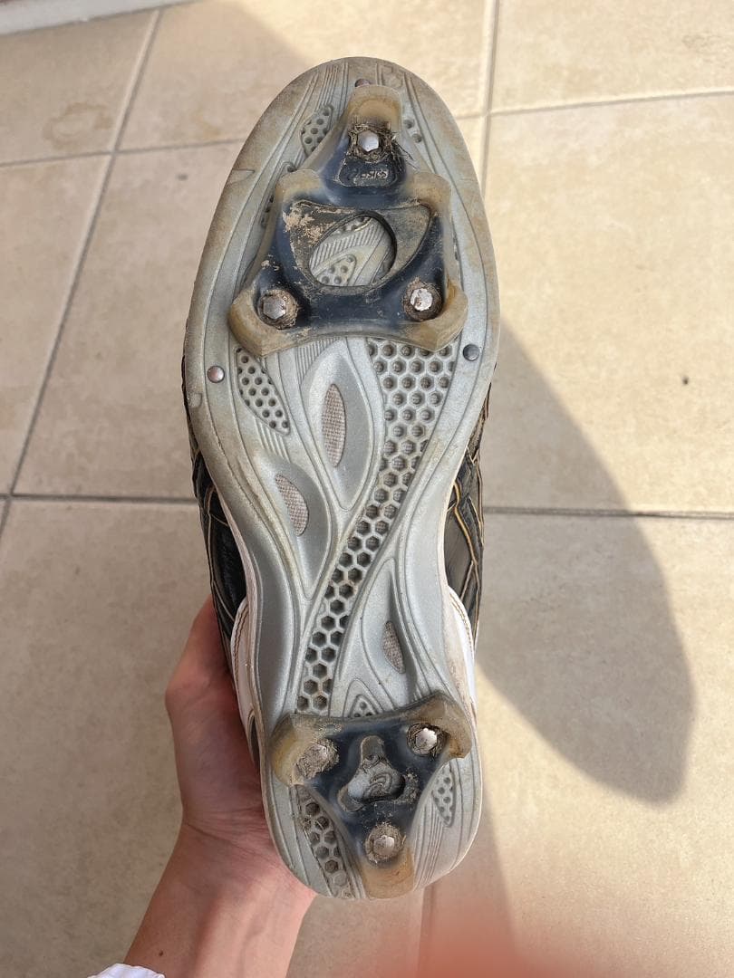 アシックス ブラック×ゴールド 野球 スパイク ゴールドステージ ミッドカット