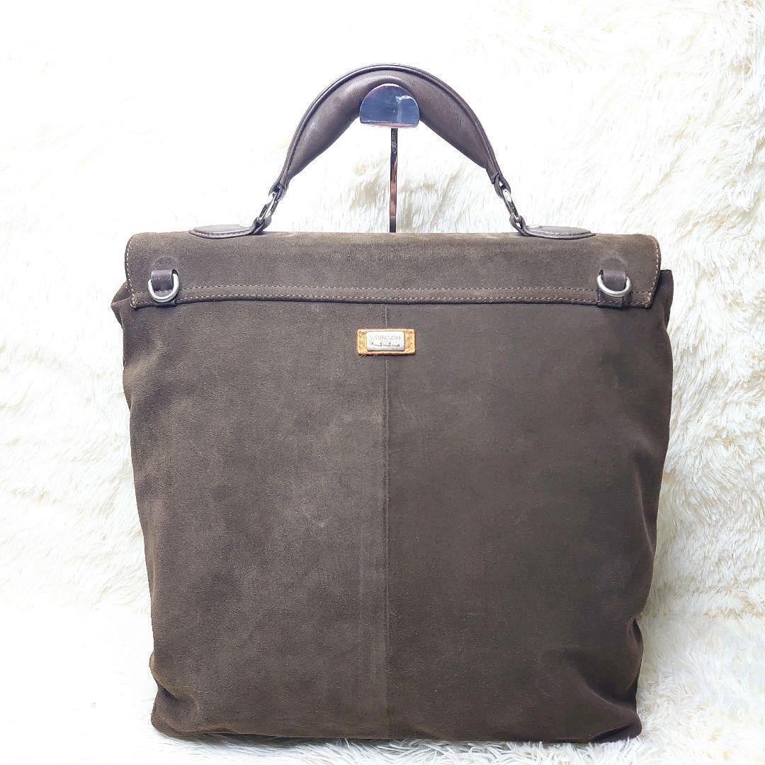 【美品】ZANELLATO ヘルメットバッグ ダレスバッグ 縦型 スエード 鍵付