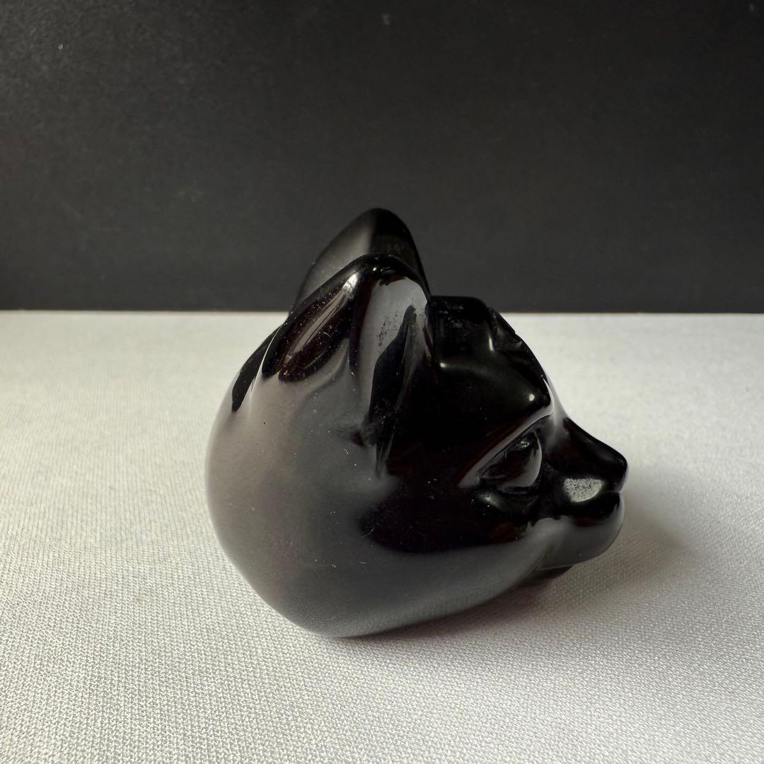 【❣️❣️❣️Aceth❤❤❤】天然石オブシデイアンの猫　NO.020605