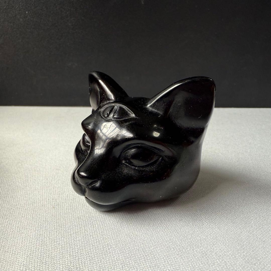 【❣️❣️❣️Aceth❤❤❤】天然石オブシデイアンの猫　NO.020605