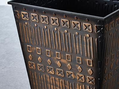 角 大型 バスケット ブリキ バケツ プランター 植木鉢 収納 小物収納 持ち手