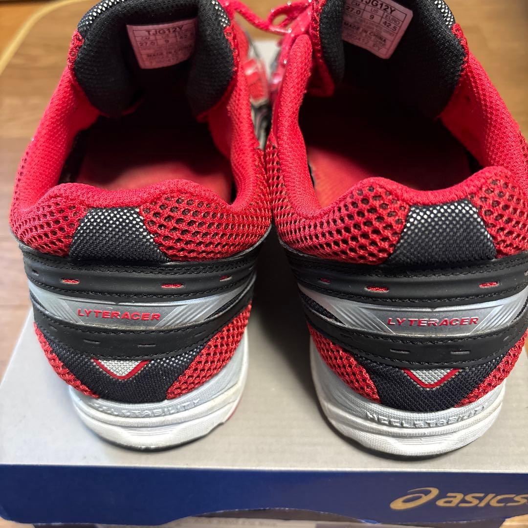asics ランニングシューズ レッド/シルバー27cm