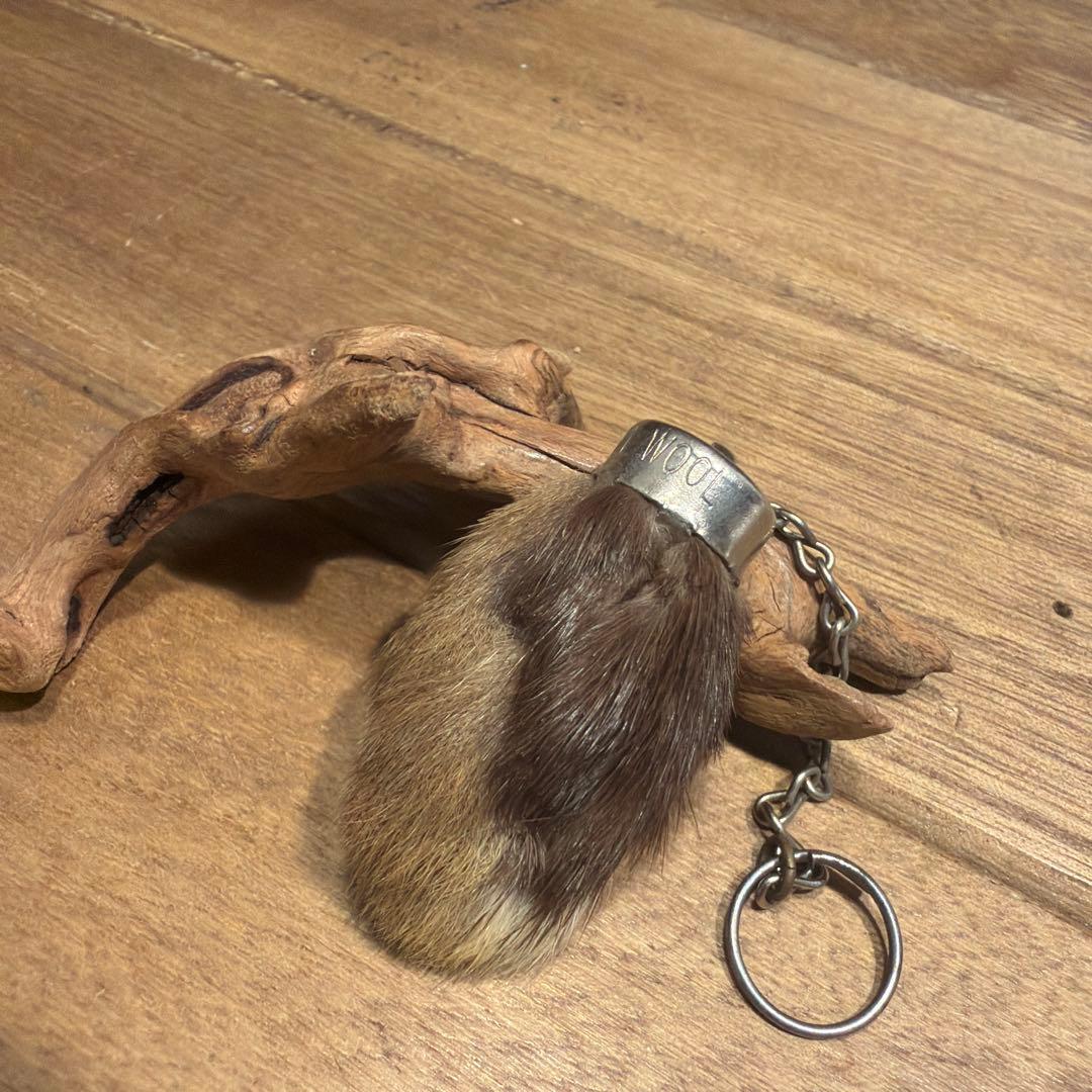 USA製 ビンテージラビットフットキーチェーン ラッキーチャーム　アメリカ　茶