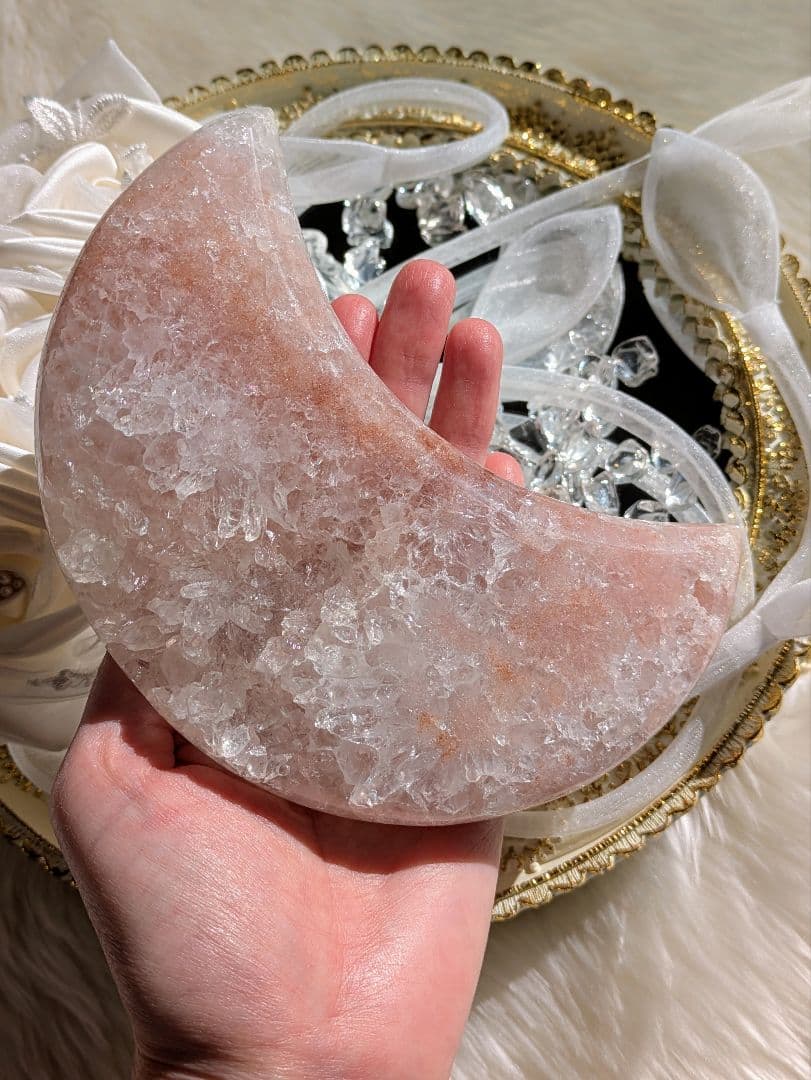 希少　高品質　♡ピンクアメジスト　月♡　ジオード　虹　花