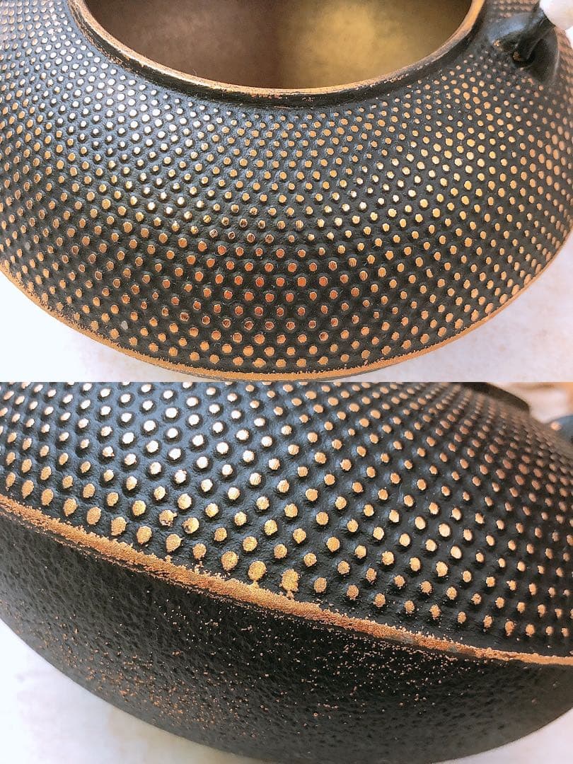 デ*ォ様 【レトロ】南部鉄器 美濃華林作 鉄瓶 純金着 日本茶用品 茶器 伝統工