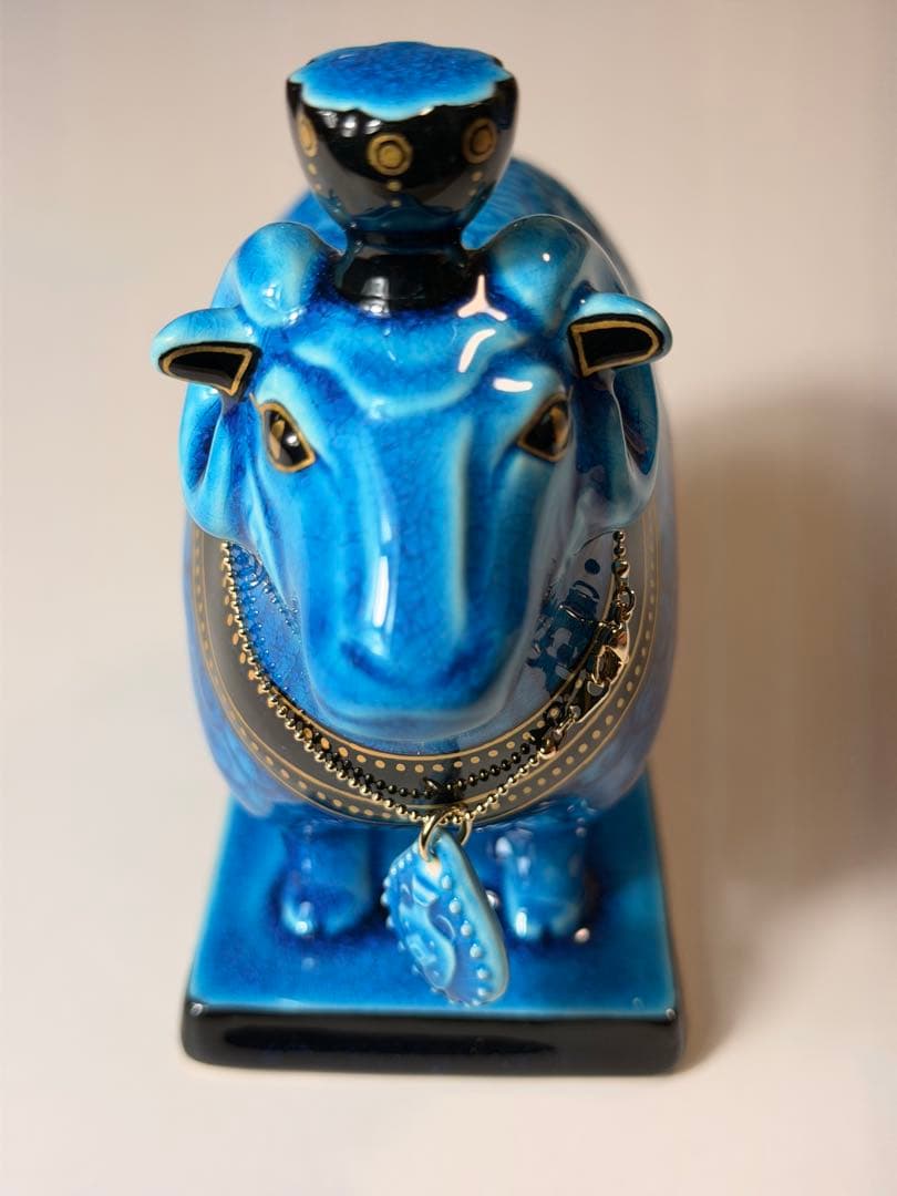 #美濃焼 幸兵衛窯 エジプト神 九栄神　クヌム　羊 青釉 オーナメント　S-1