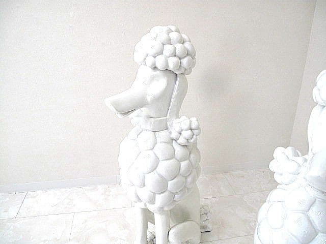 大型プードルオブジェ ホワイト 2体セット H97cm 樹脂製 置物 インテリア