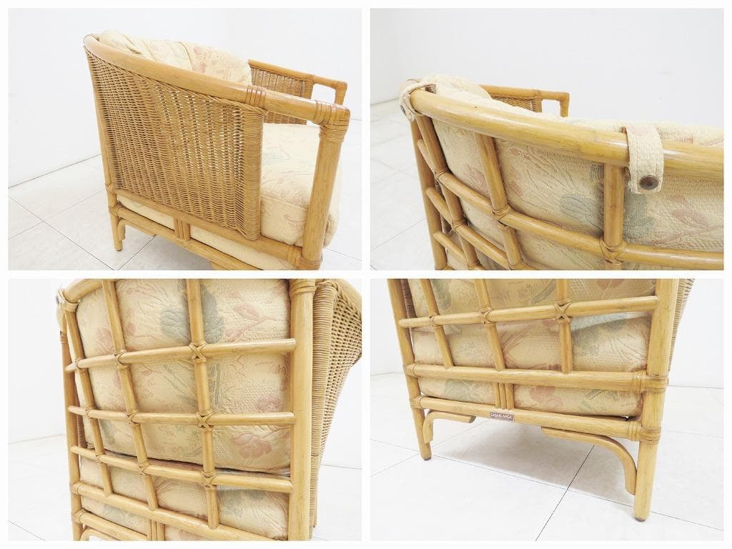 カサブランカ リトモ シングルソファ 11万 ラタン ファブリック 1人掛け