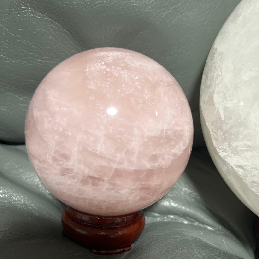 年始特価 美品！水晶玉大玉18cm3.3kg ローズクォーツ10cm 1kg